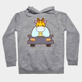 Kawaii Cute giraffe in a car Hoodie